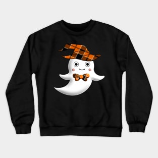 Mom Ghost Halloween funny witch hat and ribbon orange black twill 3D tridimensional 313 Crewneck Sweatshirt